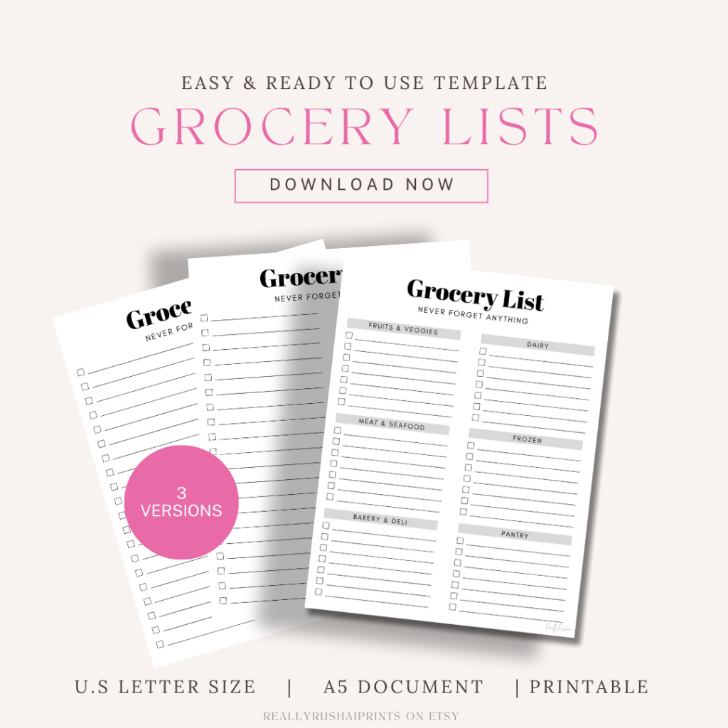 Grocery List Template - Printable | Organization