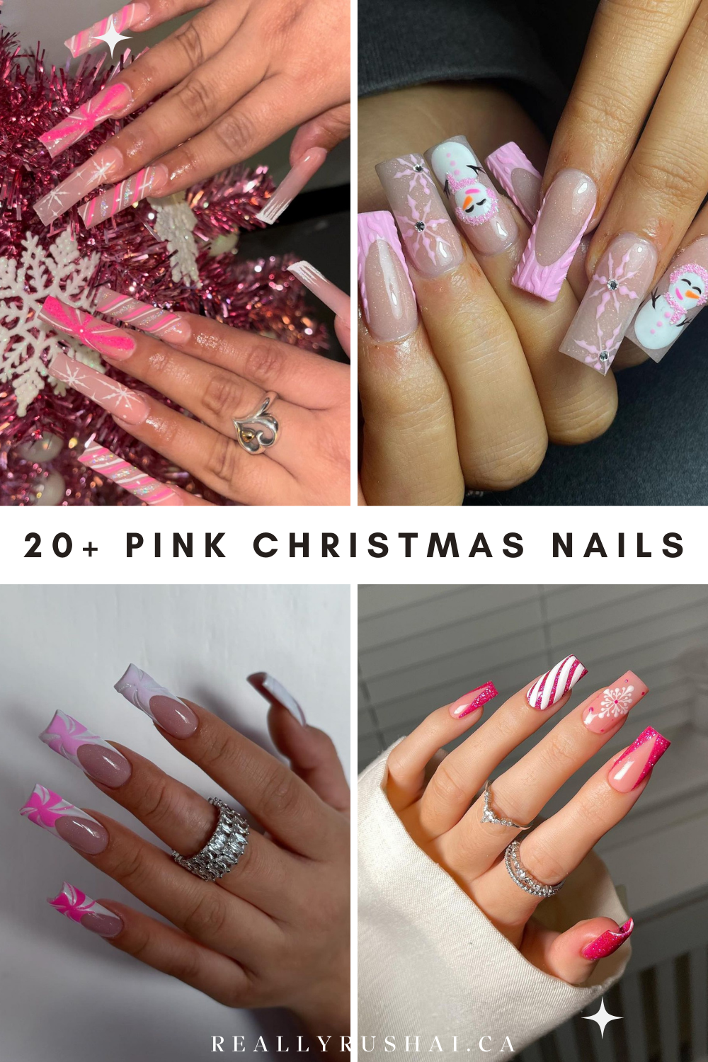 Pink Christmas Nails for a Barbie Christmas