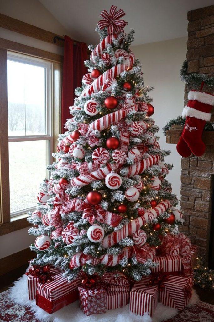 red and white christmas trees
