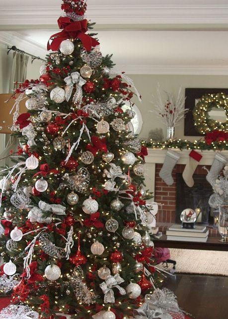 red and white christmas trees