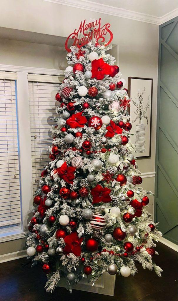 red and white christmas trees
