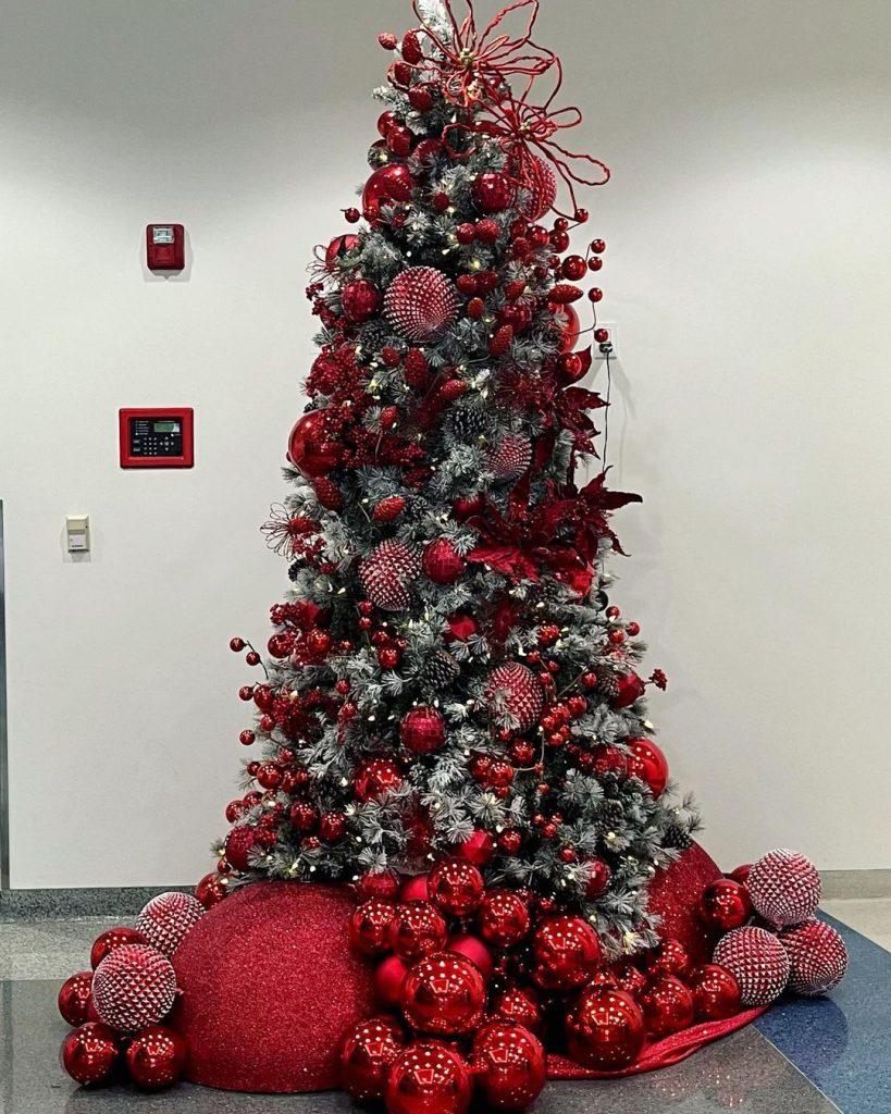 red and white christmas trees