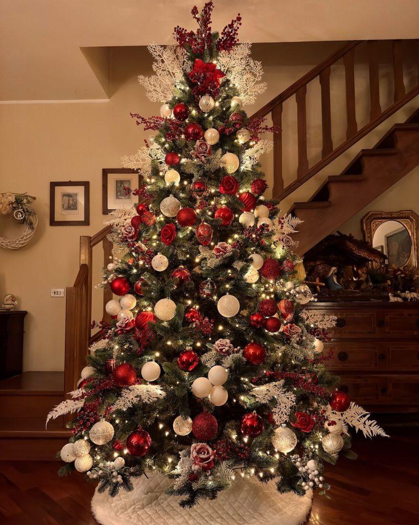 red and white christmas trees