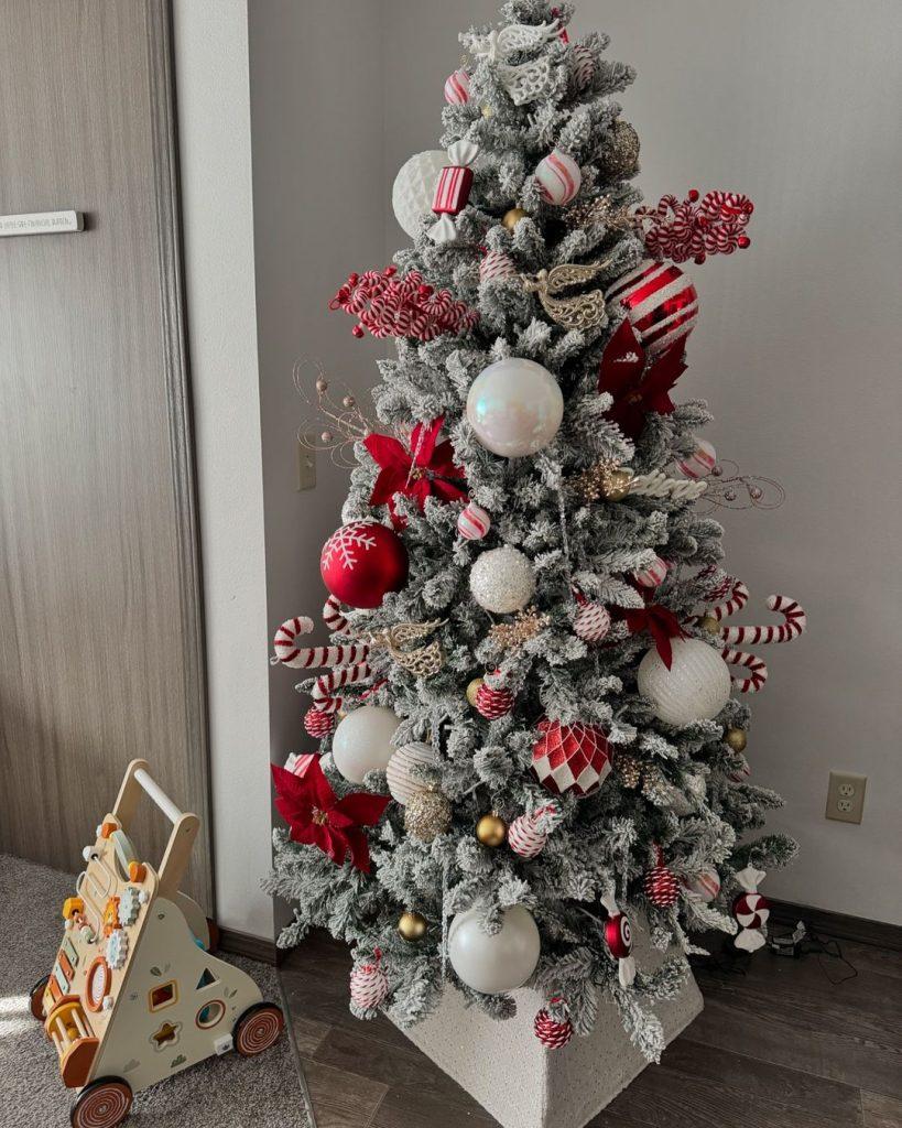 red and white christmas trees