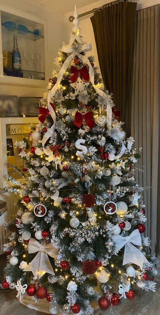 red and white christmas trees