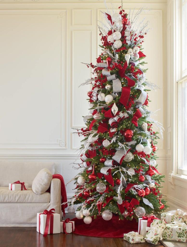 red and white christmas trees