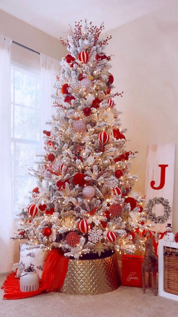red and white christmas trees