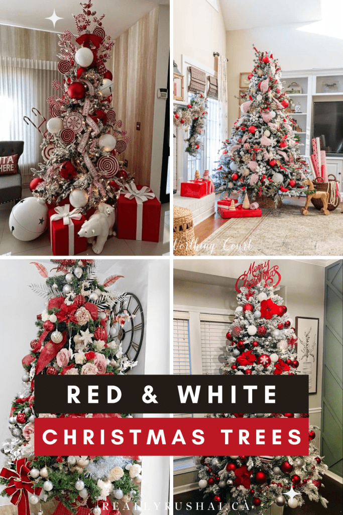 red and white christmas trees