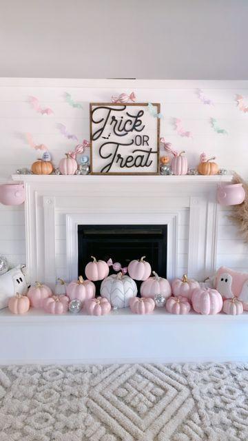 girly and pink halloween mantle decor - ReallyRushai