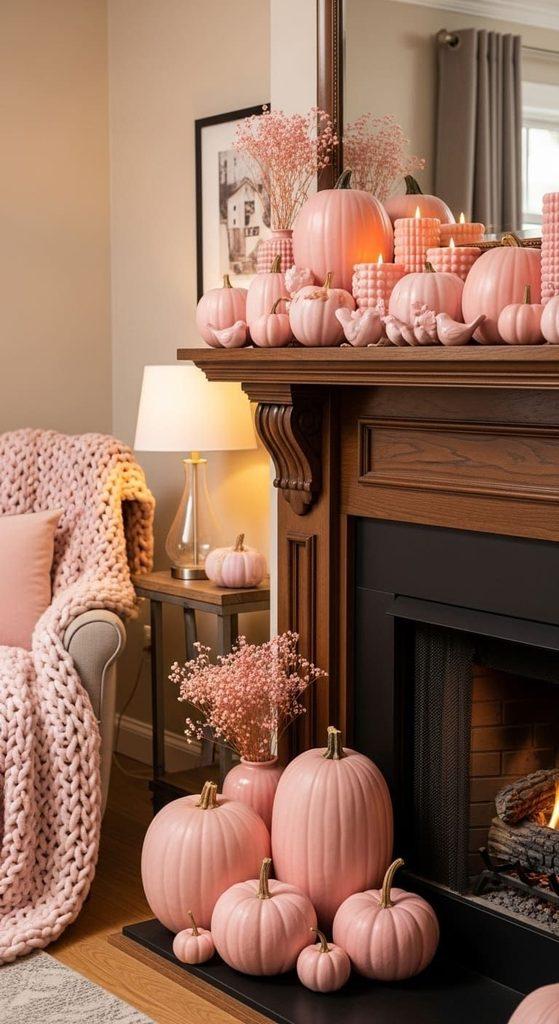 girly and pink halloween mantle decor - ReallyRushai