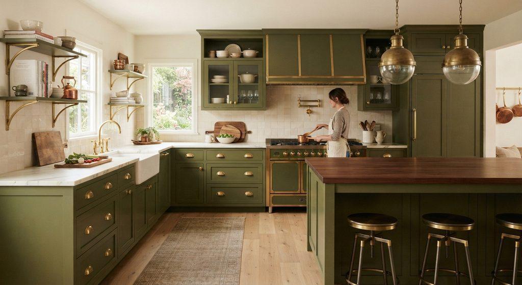 Moody Green Kitchen Cabinets - ReallyRushai