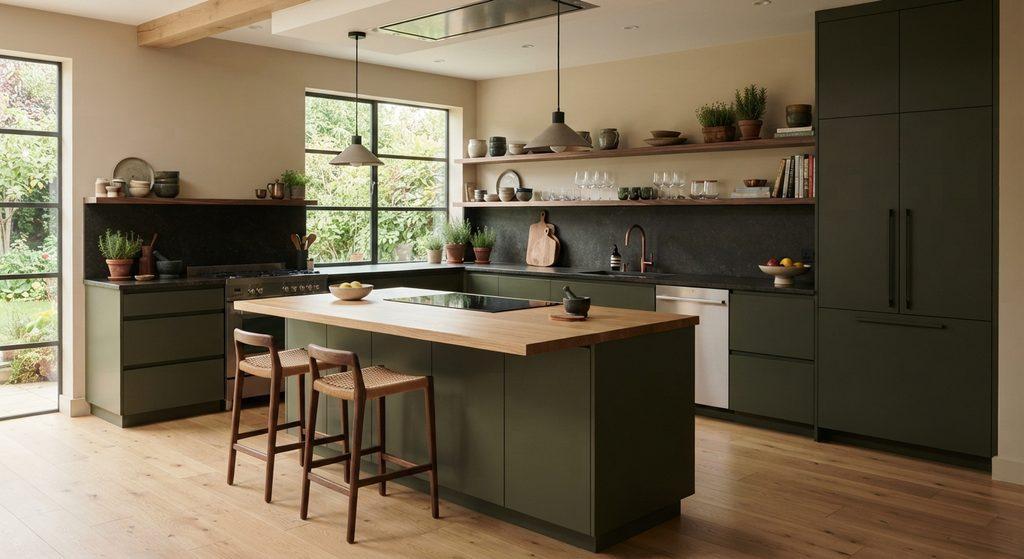 Moody Green Kitchen Cabinets - ReallyRushai